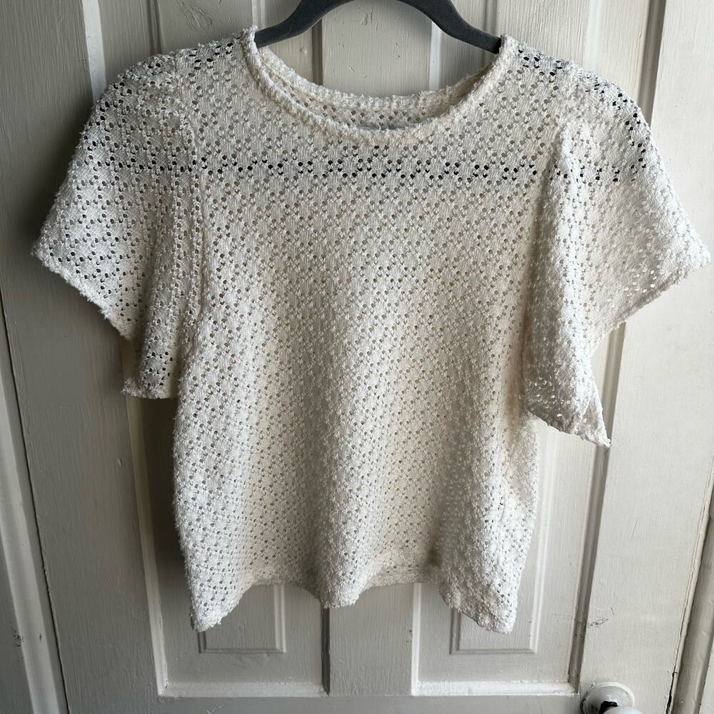 Madewell Texture & Thread Eyelet Flutter-Sleeve T… - image 2